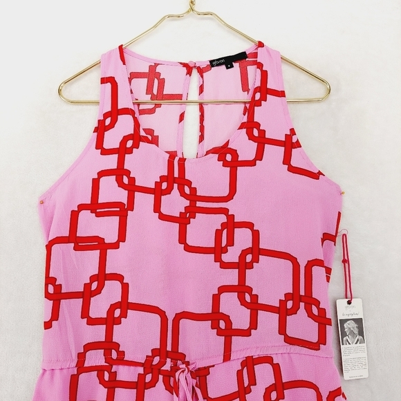 Gibson Pink Chain Link Mykonos Racerback Summer Romper P1335 - Picture 3 of 9